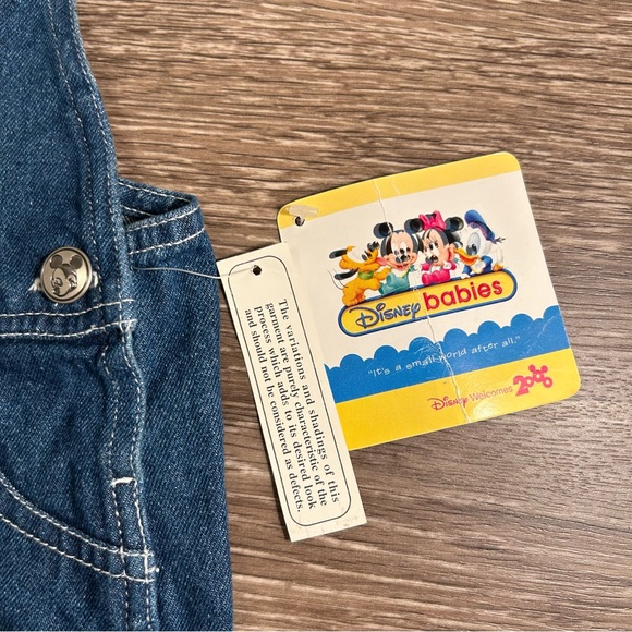 SOLD NWT Vintage Disney Babies Denim Overalls, Construction Mickey, Size 18M - Picture 4 of 10